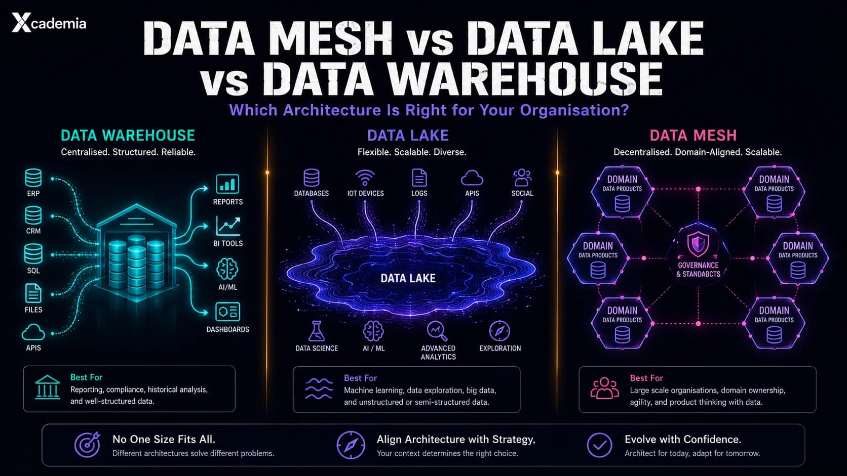 Data Mesh vs Data Lake vs Data Warehouse