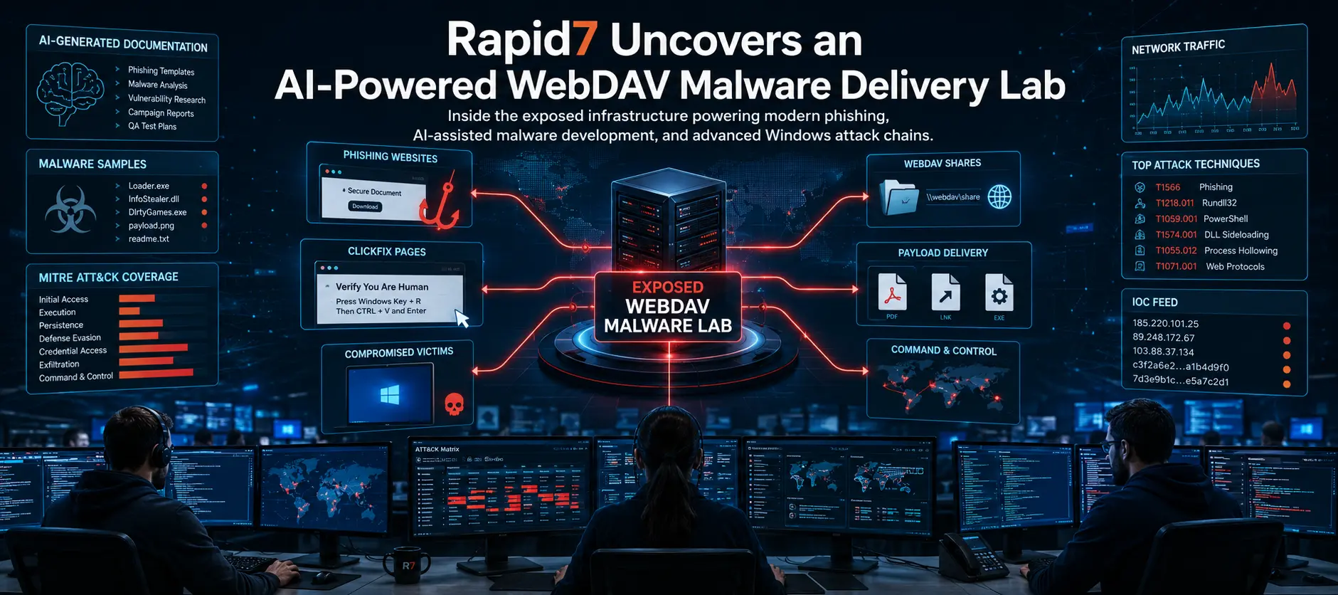 Rapid7 Uncovers AI Powered WebDAV Malware Delivery Lab: Inside a Cybercriminal Testing Environment Exposed by a Single Alert